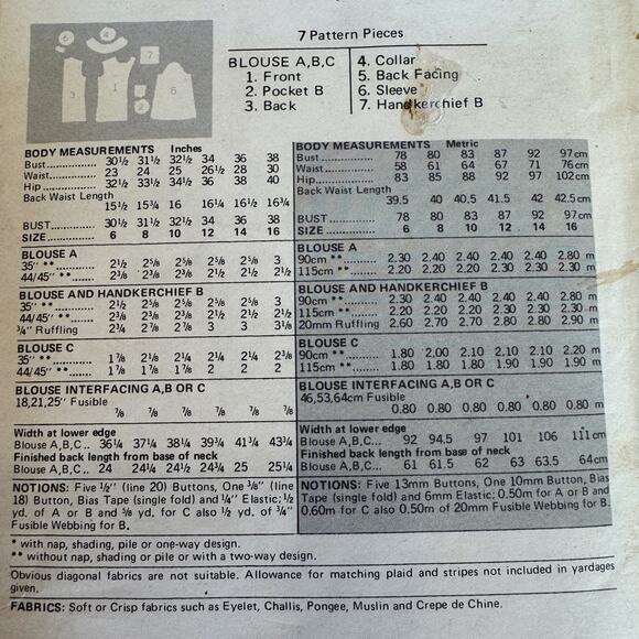 Butterick 6113 Marie Osmond Sewing Pattern Blouse Top Size 10,12,14 c.1970s - Picture 3 of 5